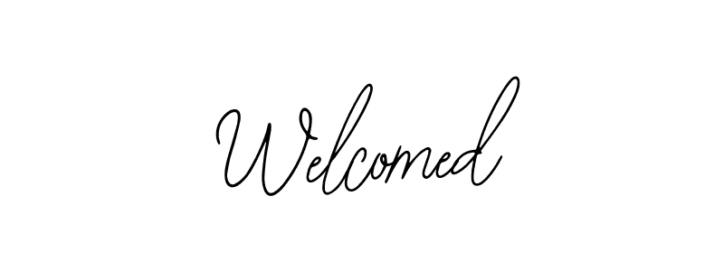 if you are searching for the best signature style for your name Welcomed. so please give up your signature search. here we have designed multiple signature styles  using Bearetta-2O07w. Welcomed signature style 12 images and pictures png