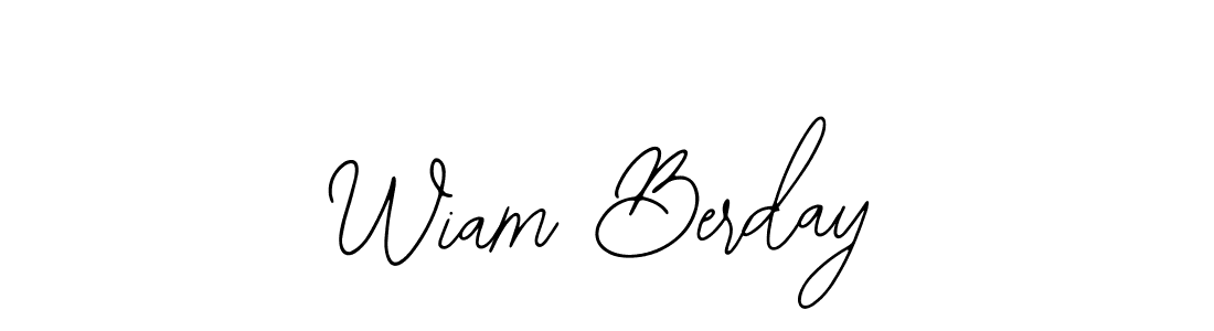 How to make Wiam Berday name signature. Use Bearetta-2O07w style for creating short signs online. This is the latest handwritten sign. Wiam Berday signature style 12 images and pictures png