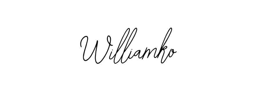 The best way (Bearetta-2O07w) to make a short signature is to pick only two or three words in your name. The name Williamko include a total of six letters. For converting this name. Williamko signature style 12 images and pictures png