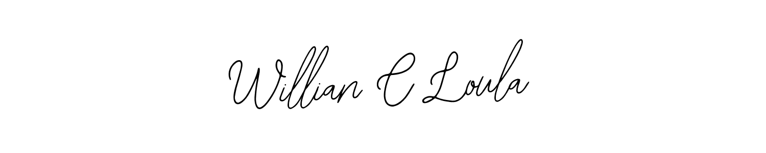 You should practise on your own different ways (Bearetta-2O07w) to write your name (Willian C Loula) in signature. don't let someone else do it for you. Willian C Loula signature style 12 images and pictures png