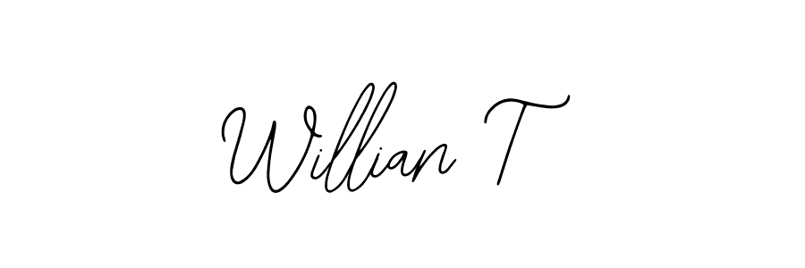 Design your own signature with our free online signature maker. With this signature software, you can create a handwritten (Bearetta-2O07w) signature for name Willian T. Willian T signature style 12 images and pictures png