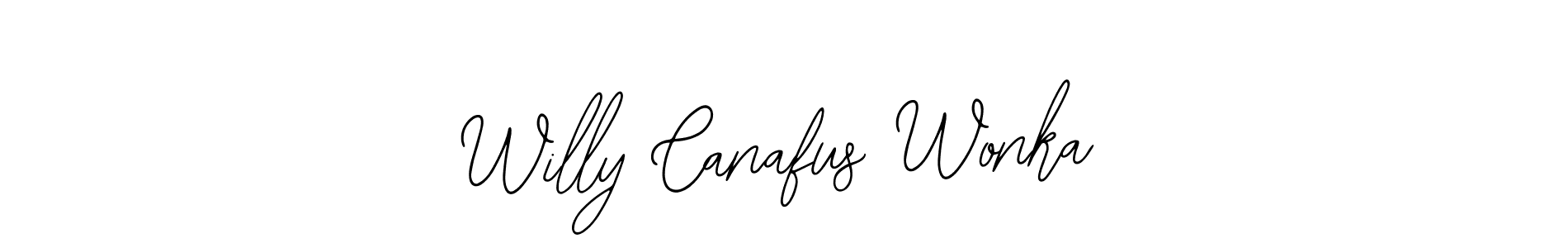 It looks lik you need a new signature style for name Willy Canafus Wonka. Design unique handwritten (Bearetta-2O07w) signature with our free signature maker in just a few clicks. Willy Canafus Wonka signature style 12 images and pictures png