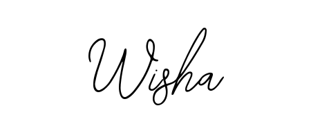 A modern signature idea for name Wisha using Bearetta-2O07w font. Clean strokes and elegant curves make it stand out instantly. Wisha signature style 12 images and pictures png