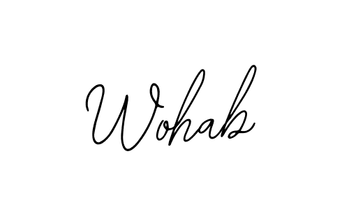 Use a signature maker to create a handwritten signature online. With this signature software, you can design (Bearetta-2O07w) your own signature for name Wohab. Wohab signature style 12 images and pictures png