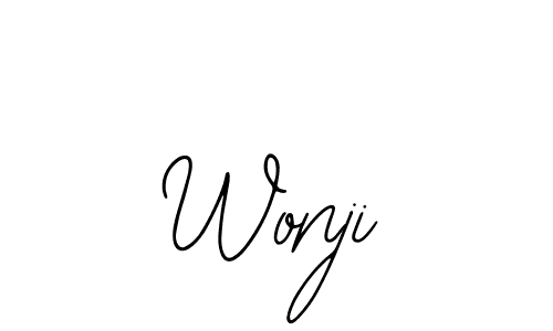 The best way (Bearetta-2O07w) to make a short signature is to pick only two or three words in your name. The name Wonji include a total of six letters. For converting this name. Wonji signature style 12 images and pictures png