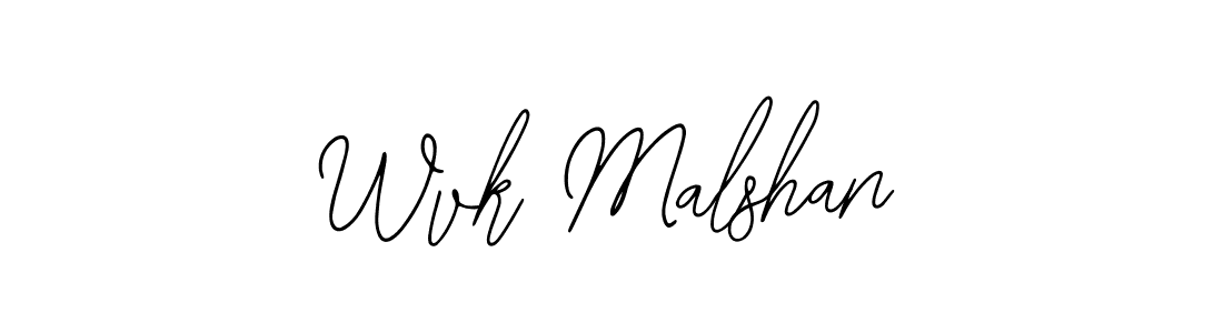 How to make Wvk Malshan name signature. Use Bearetta-2O07w style for creating short signs online. This is the latest handwritten sign. Wvk Malshan signature style 12 images and pictures png