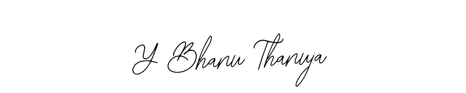 How to make Y Bhanu Thanuja name signature. Use Bearetta-2O07w style for creating short signs online. This is the latest handwritten sign. Y Bhanu Thanuja signature style 12 images and pictures png