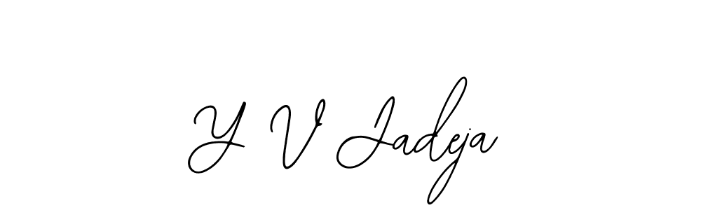 How to make Y V Jadeja name signature. Use Bearetta-2O07w style for creating short signs online. This is the latest handwritten sign. Y V Jadeja signature style 12 images and pictures png