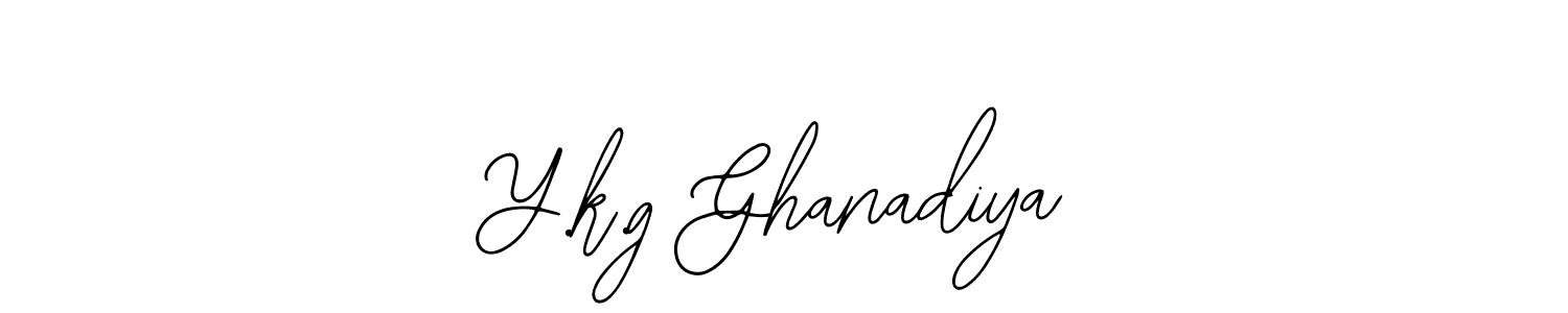 Use a signature maker to create a handwritten signature online. With this signature software, you can design (Bearetta-2O07w) your own signature for name Y.k.g Ghanadiya. Y.k.g Ghanadiya signature style 12 images and pictures png