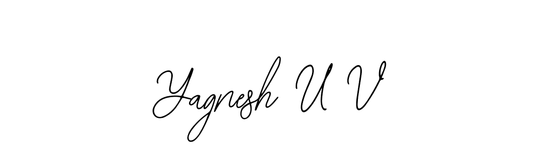 How to make Yagnesh U V name signature. Use Bearetta-2O07w style for creating short signs online. This is the latest handwritten sign. Yagnesh U V signature style 12 images and pictures png