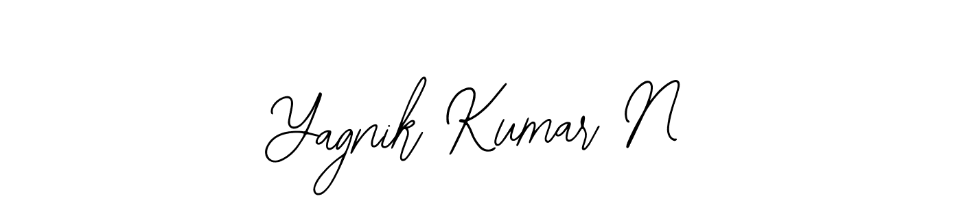 You should practise on your own different ways (Bearetta-2O07w) to write your name (Yagnik Kumar N) in signature. don't let someone else do it for you. Yagnik Kumar N signature style 12 images and pictures png