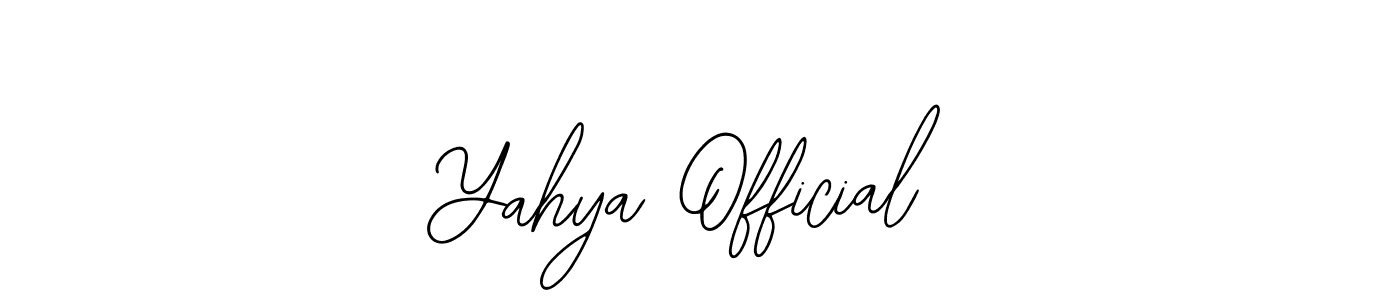 How to make Yahya Official name signature. Use Bearetta-2O07w style for creating short signs online. This is the latest handwritten sign. Yahya Official signature style 12 images and pictures png