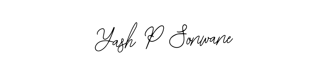 How to make Yash P Sonwane name signature. Use Bearetta-2O07w style for creating short signs online. This is the latest handwritten sign. Yash P Sonwane signature style 12 images and pictures png