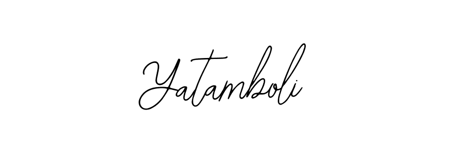 Use a signature maker to create a handwritten signature online. With this signature software, you can design (Bearetta-2O07w) your own signature for name Yatamboli. Yatamboli signature style 12 images and pictures png