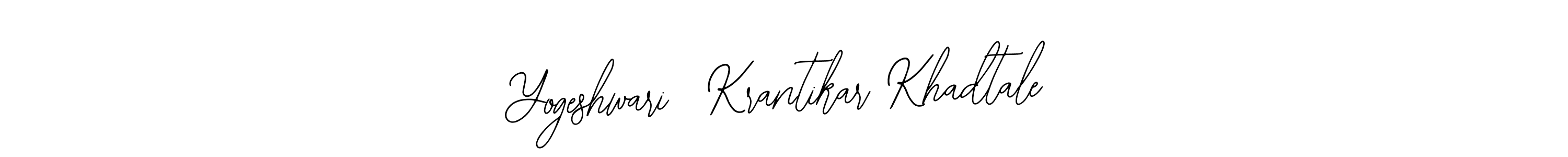 The best way (Bearetta-2O07w) to make a short signature is to pick only two or three words in your name. The name Yogeshwari  Krantikar Khadtale include a total of six letters. For converting this name. Yogeshwari  Krantikar Khadtale signature style 12 images and pictures png