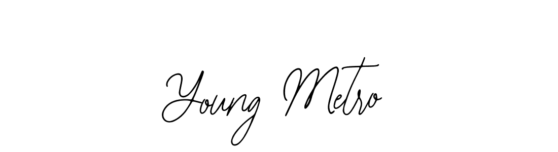 How to make Young Metro name signature. Use Bearetta-2O07w style for creating short signs online. This is the latest handwritten sign. Young Metro signature style 12 images and pictures png