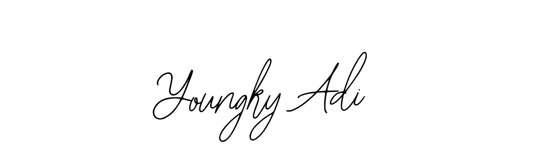 The best way (Bearetta-2O07w) to make a short signature is to pick only two or three words in your name. The name Youngky Adi include a total of six letters. For converting this name. Youngky Adi signature style 12 images and pictures png