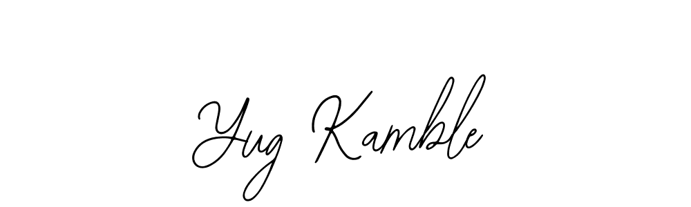 The best way (Bearetta-2O07w) to make a short signature is to pick only two or three words in your name. The name Yug Kamble include a total of six letters. For converting this name. Yug Kamble signature style 12 images and pictures png