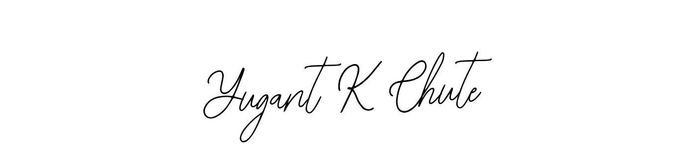 The best way (Bearetta-2O07w) to make a short signature is to pick only two or three words in your name. The name Yugant K Chute include a total of six letters. For converting this name. Yugant K Chute signature style 12 images and pictures png