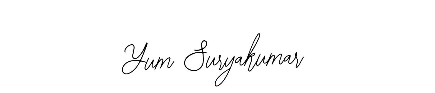 You should practise on your own different ways (Bearetta-2O07w) to write your name (Yum Suryakumar) in signature. don't let someone else do it for you. Yum Suryakumar signature style 12 images and pictures png