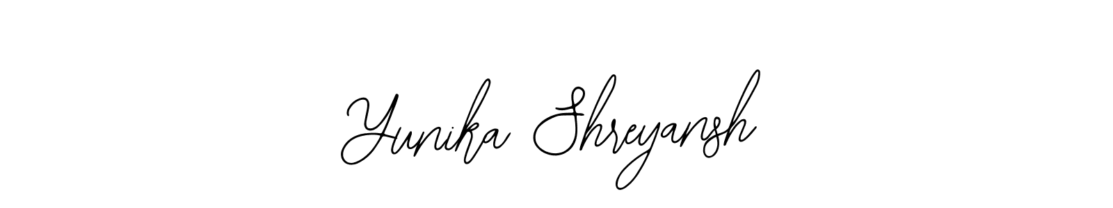 Bearetta-2O07w is a professional signature style that is perfect for those who want to add a touch of class to their signature. It is also a great choice for those who want to make their signature more unique. Get Yunika Shreyansh name to fancy signature for free. Yunika Shreyansh signature style 12 images and pictures png