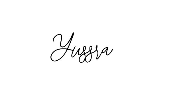 How to make Yussra name signature. Use Bearetta-2O07w style for creating short signs online. This is the latest handwritten sign. Yussra signature style 12 images and pictures png
