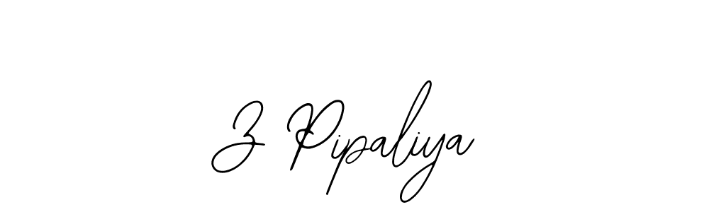 How to make Z Pipaliya name signature. Use Bearetta-2O07w style for creating short signs online. This is the latest handwritten sign. Z Pipaliya signature style 12 images and pictures png