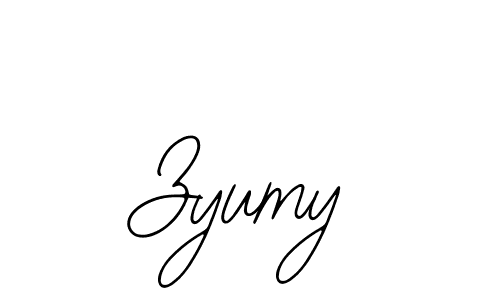 How to make Zyumy name signature. Use Bearetta-2O07w style for creating short signs online. This is the latest handwritten sign. Zyumy signature style 12 images and pictures png