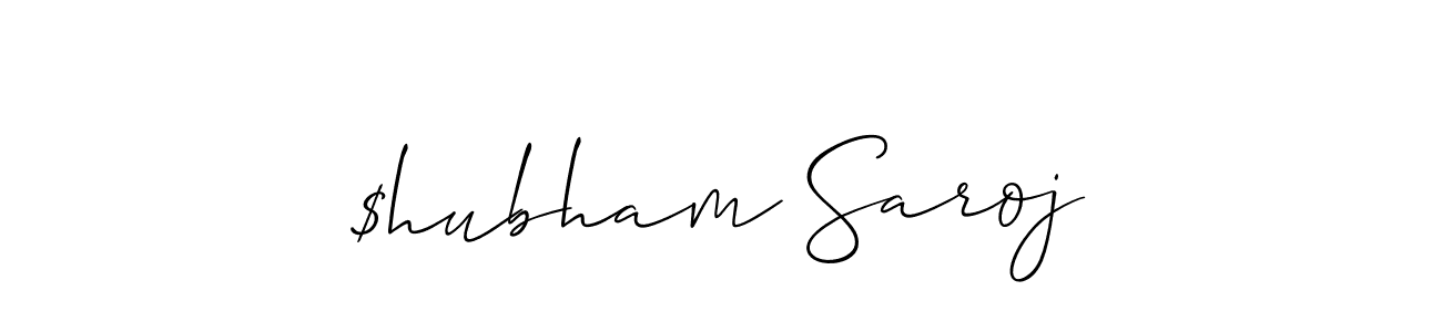 How to make $hubham Saroj name signature. Use Allison_Script style for creating short signs online. This is the latest handwritten sign. $hubham Saroj signature style 2 images and pictures png