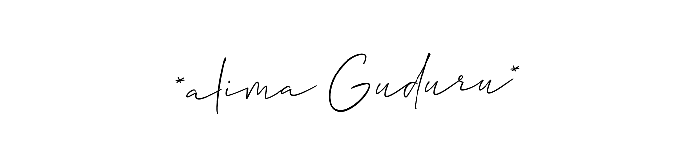 Also You can easily find your signature by using the search form. We will create *alima Guduru* name handwritten signature images for you free of cost using Allison_Script sign style. *alima Guduru* signature style 2 images and pictures png