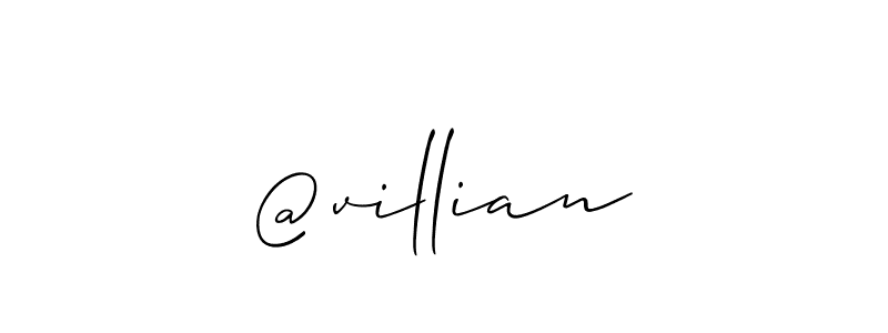 Make a beautiful signature design for name @villian. With this signature (Allison_Script) style, you can create a handwritten signature for free. @villian signature style 2 images and pictures png