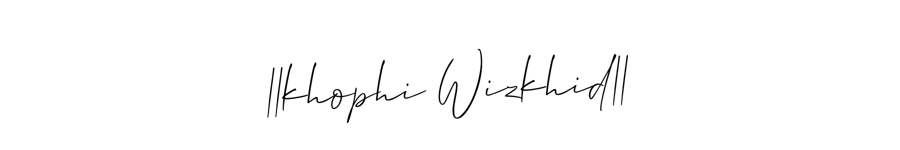 The best way (Allison_Script) to make a short signature is to pick only two or three words in your name. The name ||khophi Wizkhid|| include a total of six letters. For converting this name. ||khophi Wizkhid|| signature style 2 images and pictures png