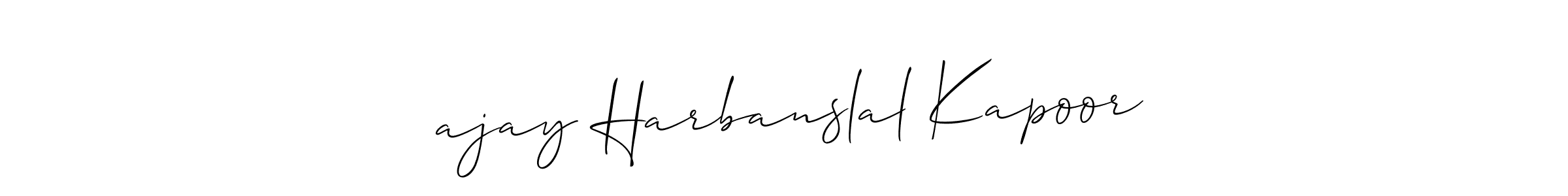 Use a signature maker to create a handwritten signature online. With this signature software, you can design (Allison_Script) your own signature for name  ajay Harbanslal Kapoor.  ajay Harbanslal Kapoor signature style 2 images and pictures png