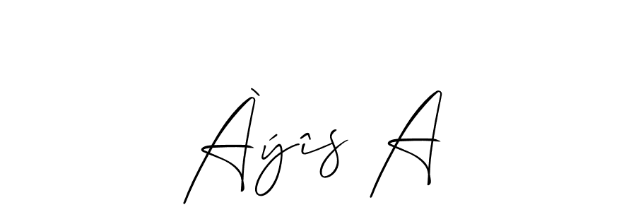 if you are searching for the best signature style for your name Àýîs A. so please give up your signature search. here we have designed multiple signature styles  using Allison_Script. Àýîs A signature style 2 images and pictures png