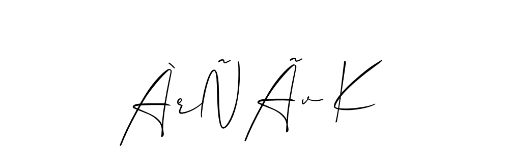 Once you've used our free online signature maker to create your best signature Allison_Script style, it's time to enjoy all of the benefits that ÀrÑÃv K name signing documents. ÀrÑÃv K signature style 2 images and pictures png