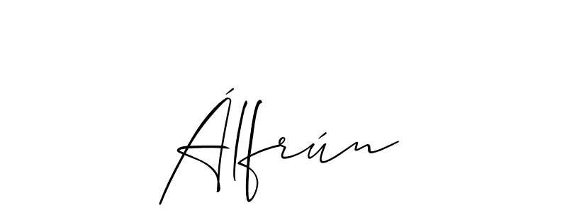 The best way (Allison_Script) to make a short signature is to pick only two or three words in your name. The name Álfrún include a total of six letters. For converting this name. Álfrún signature style 2 images and pictures png