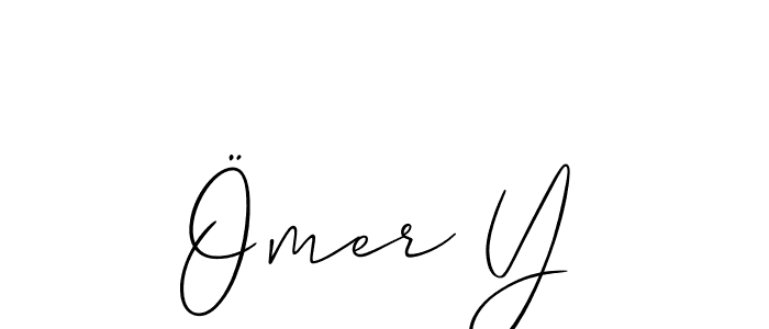 How to make Ömer Y name signature. Use Allison_Script style for creating short signs online. This is the latest handwritten sign. Ömer Y signature style 2 images and pictures png