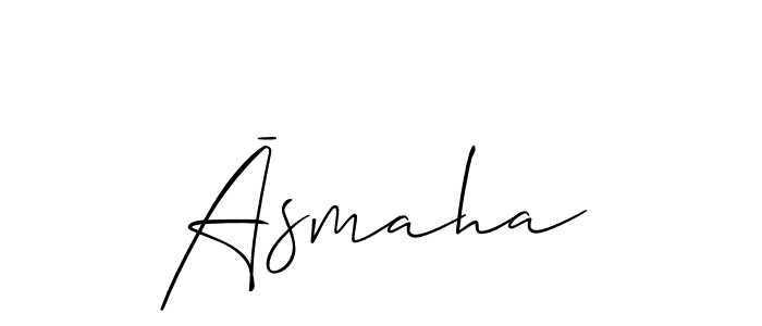 The best way (Allison_Script) to make a short signature is to pick only two or three words in your name. The name Āsmaha include a total of six letters. For converting this name. Āsmaha signature style 2 images and pictures png