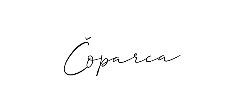 It looks lik you need a new signature style for name Čoparca. Design unique handwritten (Allison_Script) signature with our free signature maker in just a few clicks. Čoparca signature style 2 images and pictures png