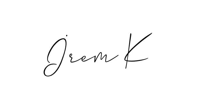 It looks lik you need a new signature style for name İrem K. Design unique handwritten (Allison_Script) signature with our free signature maker in just a few clicks. İrem K signature style 2 images and pictures png