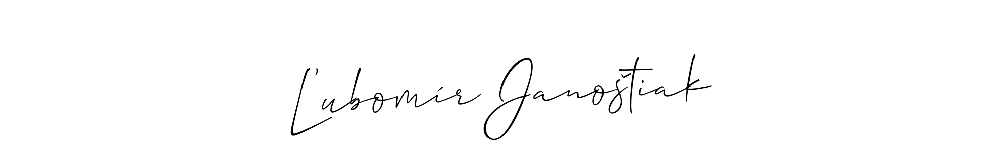 The best way (Allison_Script) to make a short signature is to pick only two or three words in your name. The name Ľubomír Janoštiak include a total of six letters. For converting this name. Ľubomír Janoštiak signature style 2 images and pictures png