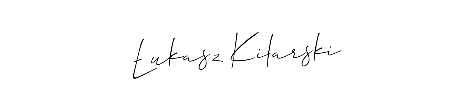 if you are searching for the best signature style for your name Łukasz Kilarski. so please give up your signature search. here we have designed multiple signature styles  using Allison_Script. Łukasz Kilarski signature style 2 images and pictures png