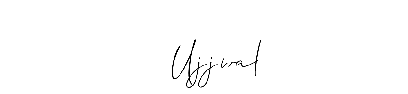 How to make जय Ujjwal name signature. Use Allison_Script style for creating short signs online. This is the latest handwritten sign. जय Ujjwal signature style 2 images and pictures png