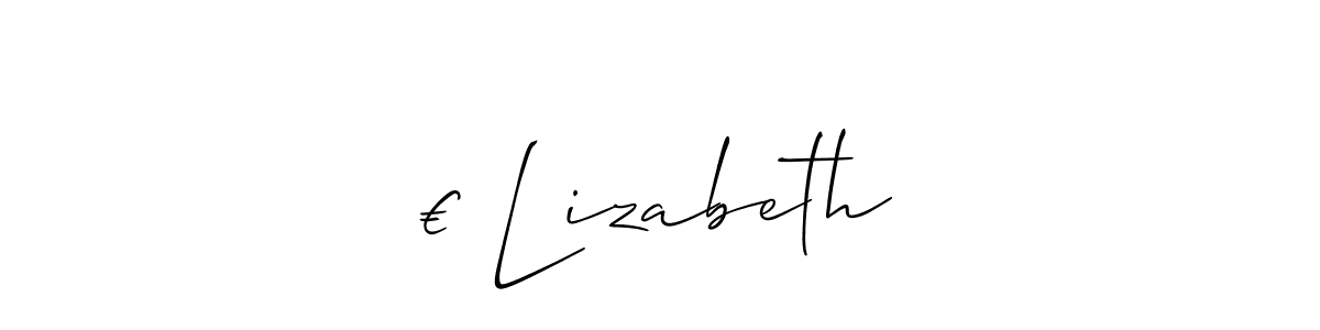 How to Draw € Lizabeth signature style? Allison_Script is a latest design signature styles for name € Lizabeth. € Lizabeth signature style 2 images and pictures png