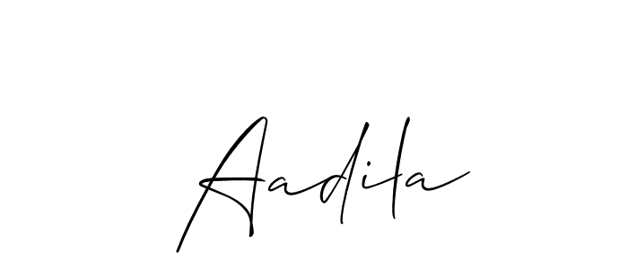 Use a signature maker to create a handwritten signature online. With this signature software, you can design (Allison_Script) your own signature for name  Aadila.  Aadila signature style 2 images and pictures png