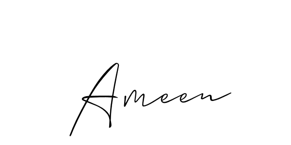 The best way (Allison_Script) to make a short signature is to pick only two or three words in your name. The name  Ameen include a total of six letters. For converting this name.  Ameen signature style 2 images and pictures png