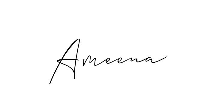 The best way (Allison_Script) to make a short signature is to pick only two or three words in your name. The name  Ameena include a total of six letters. For converting this name.  Ameena signature style 2 images and pictures png