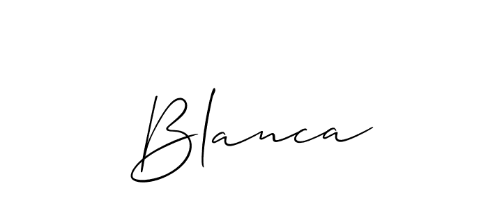 Make a short  Blanca signature style. Manage your documents anywhere anytime using Allison_Script. Create and add eSignatures, submit forms, share and send files easily.  Blanca signature style 2 images and pictures png