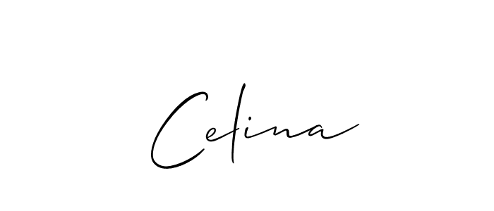 The best way (Allison_Script) to make a short signature is to pick only two or three words in your name. The name  Celina include a total of six letters. For converting this name.  Celina signature style 2 images and pictures png