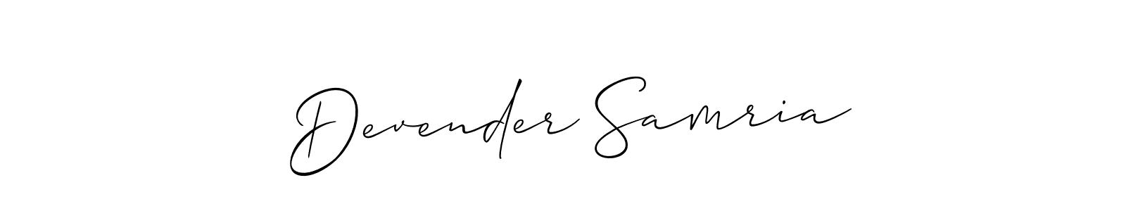 Make a beautiful signature design for name  Devender Samria. With this signature (Allison_Script) style, you can create a handwritten signature for free.  Devender Samria signature style 2 images and pictures png